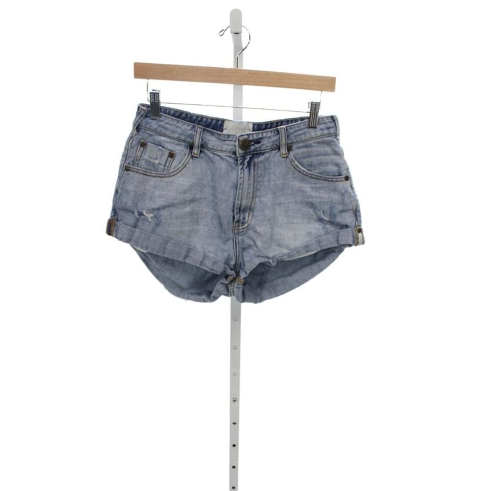 One Teaspoon Unisex Light Blue Cotton Solid 90s Shorts Size 27